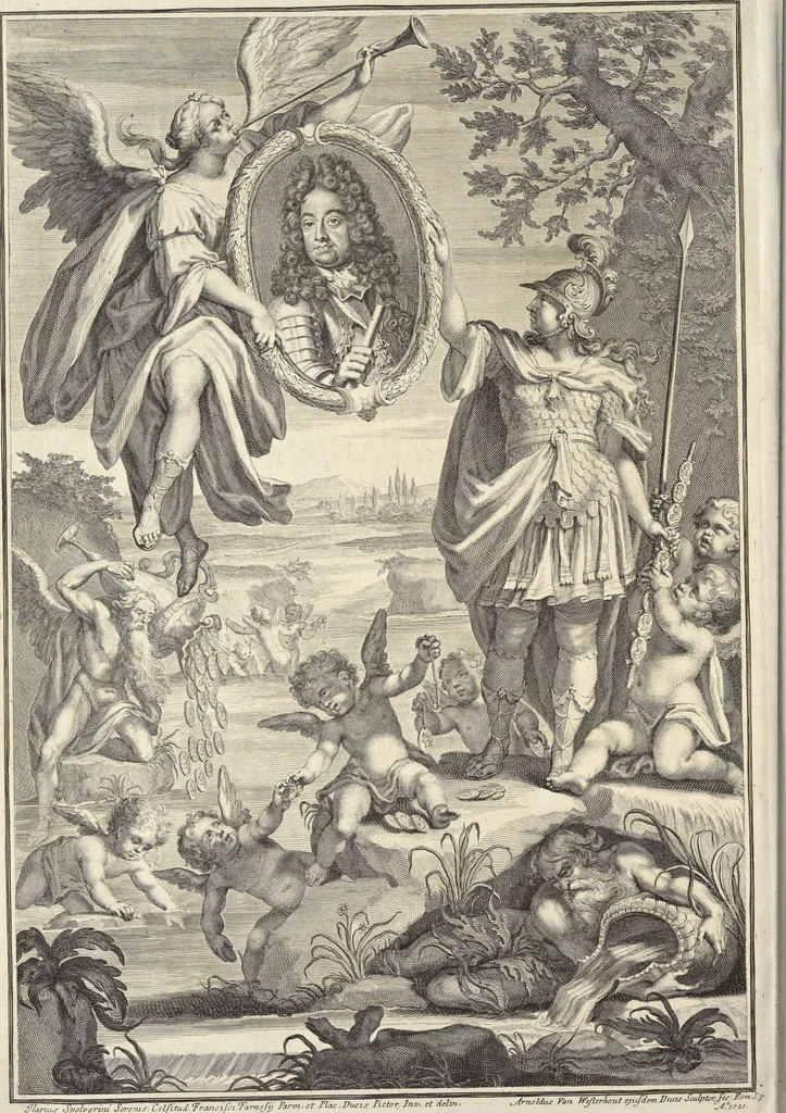 An illustration from I cesari in oro : raccolti nel Farnese museo, e pubblicati colle loro congrue interpretazioni, 1694, leaf 5