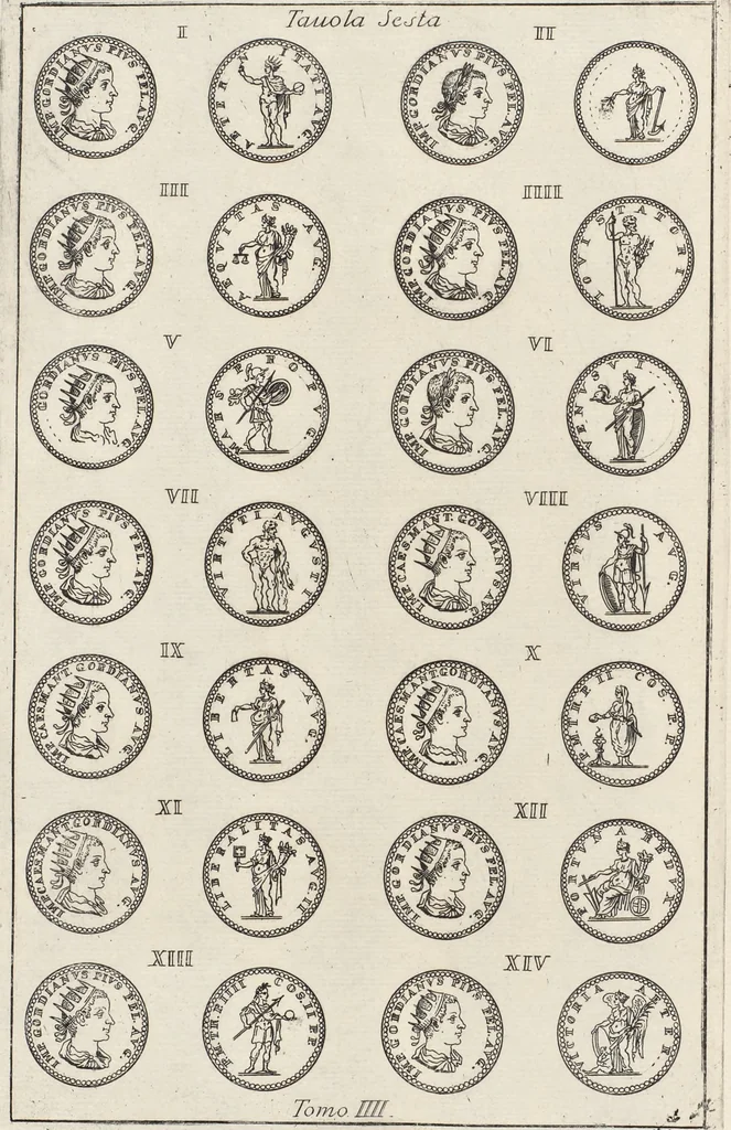 An illustration from I cesari in oro : raccolti nel Farnese museo, e pubblicati colle loro congrue interpretazioni, 1694, leaf 135
