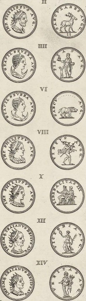An illustration from I cesari in oro : raccolti nel Farnese museo, e pubblicati colle loro congrue interpretazioni, 1694, leaf 175