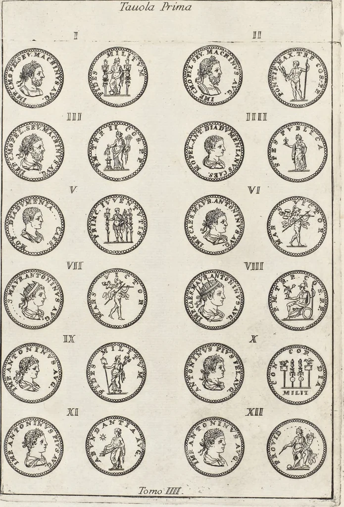 An illustration from I cesari in oro : raccolti nel Farnese museo, e pubblicati colle loro congrue interpretazioni, 1694, leaf 19