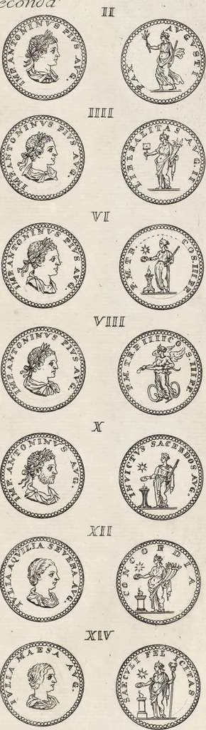 An illustration from I cesari in oro : raccolti nel Farnese museo, e pubblicati colle loro congrue interpretazioni, 1694, leaf 35