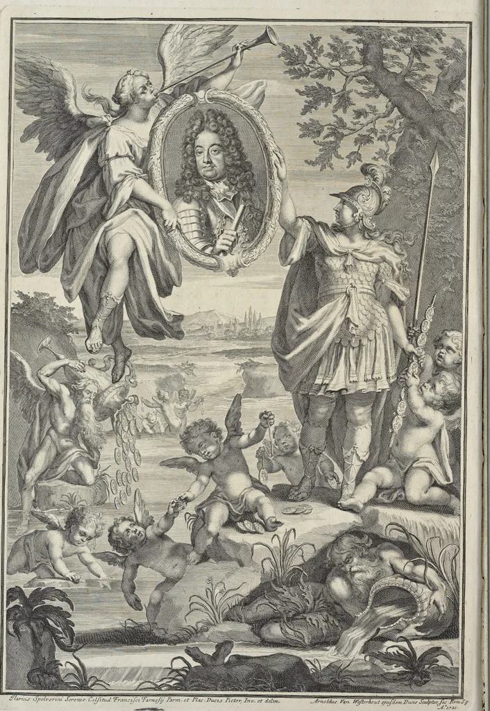 An illustration from I cesari in oro : raccolti nel Farnese museo, e pubblicati colle loro congrue interpretazioni, 1694, leaf 5