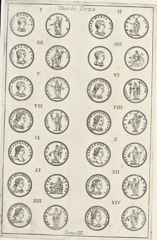 An illustration from I cesari in oro : raccolti nel Farnese museo, e pubblicati colle loro congrue interpretazioni, 1694, leaf 55