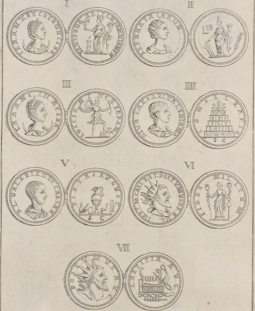 An illustration from I cesari in oro : raccolti nel Farnese museo, e pubblicati colle loro congrue interpretazioni, 1694, leaf 133
