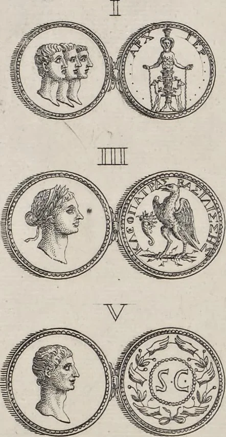 An illustration from I cesari in oro : raccolti nel Farnese museo, e pubblicati colle loro congrue interpretazioni, 1694, leaf 205