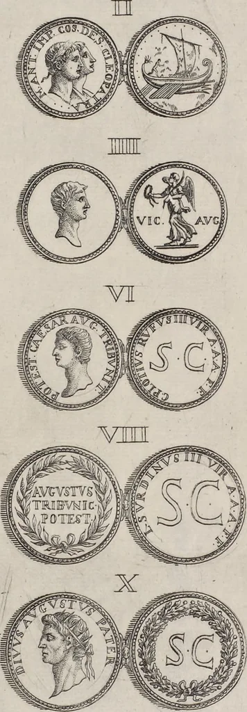 An illustration from I cesari in oro : raccolti nel Farnese museo, e pubblicati colle loro congrue interpretazioni, 1694, leaf 205