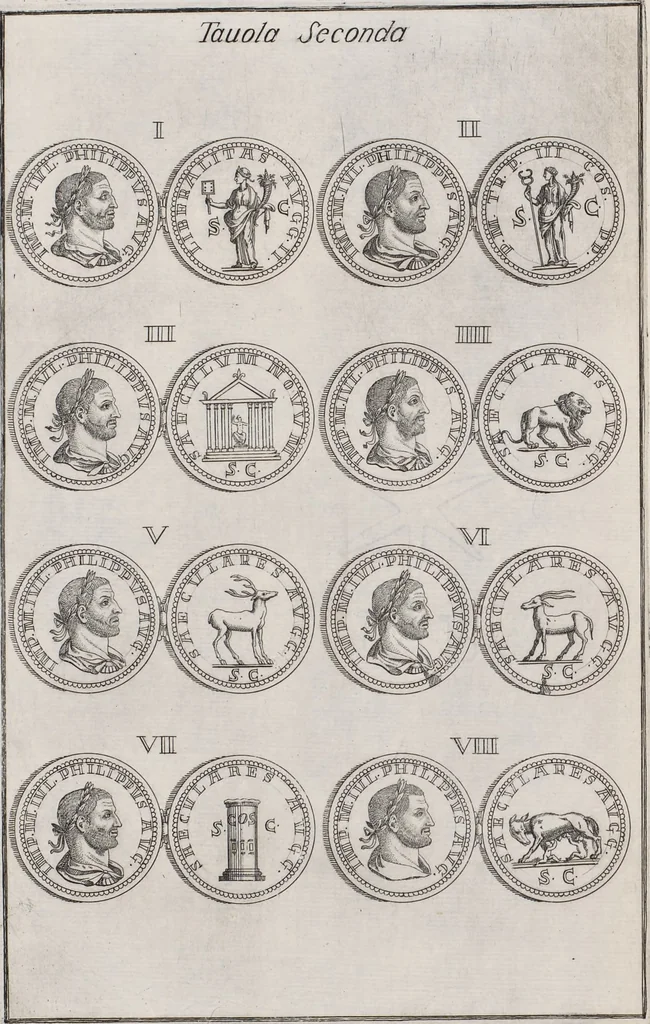 An illustration from I cesari in oro : raccolti nel Farnese museo, e pubblicati colle loro congrue interpretazioni, 1694, leaf 35