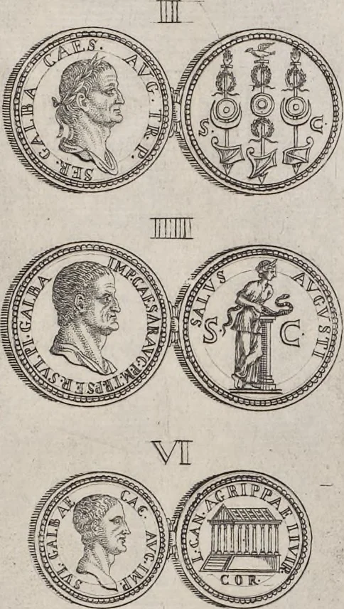 An illustration from I cesari in oro : raccolti nel Farnese museo, e pubblicati colle loro congrue interpretazioni, 1694, leaf 357
