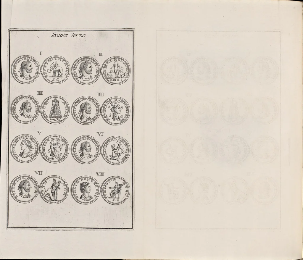 An illustration from I cesari in oro : raccolti nel Farnese museo, e pubblicati colle loro congrue interpretazioni, 1694, leaf 45