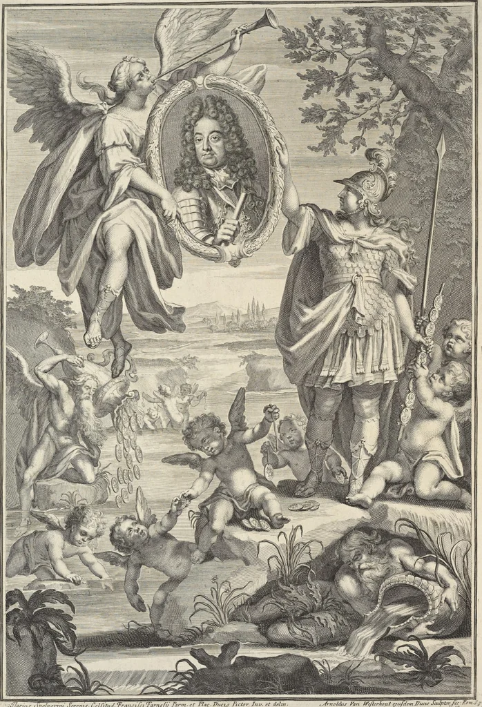 An illustration from I cesari in oro : raccolti nel Farnese museo, e pubblicati colle loro congrue interpretazioni, 1694, leaf 5