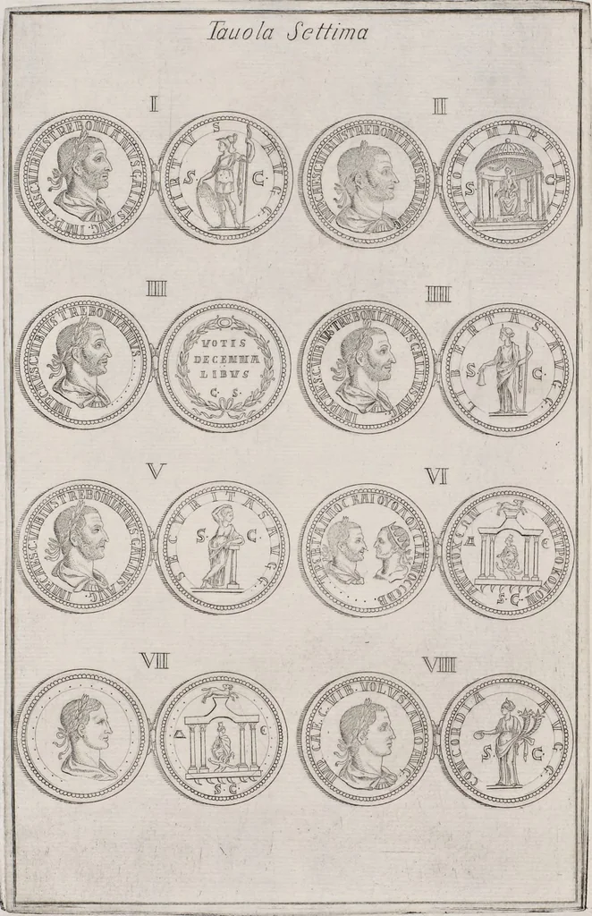 An illustration from I cesari in oro : raccolti nel Farnese museo, e pubblicati colle loro congrue interpretazioni, 1694, leaf 95