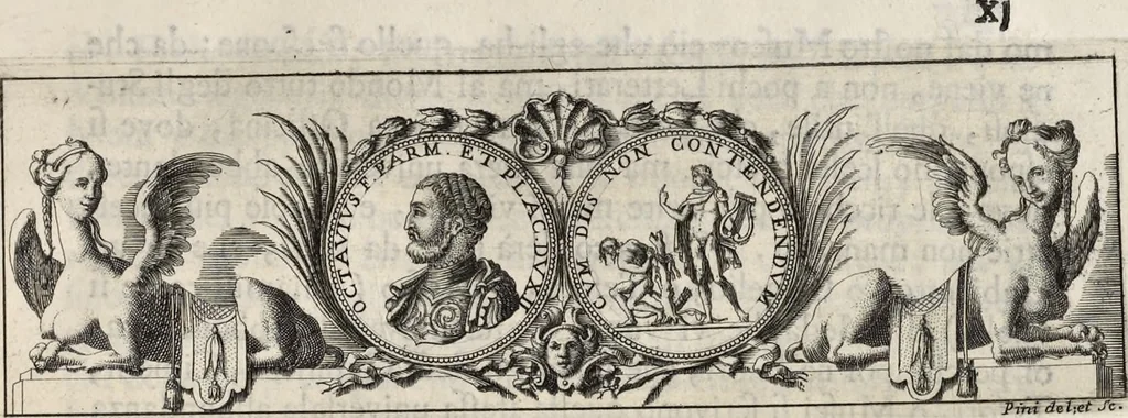An illustration from I cesari in oro : raccolti nel Farnese museo, e pubblicati colle loro congrue interpretazioni, 1694, leaf 16