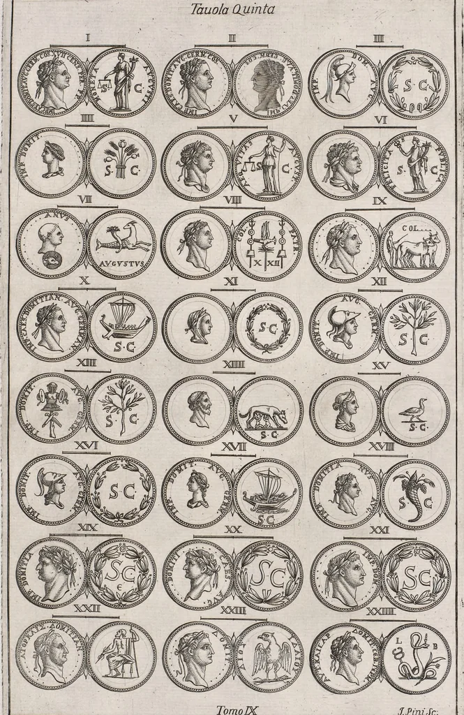 An illustration from I cesari in oro : raccolti nel Farnese museo, e pubblicati colle loro congrue interpretazioni, 1694, leaf 175