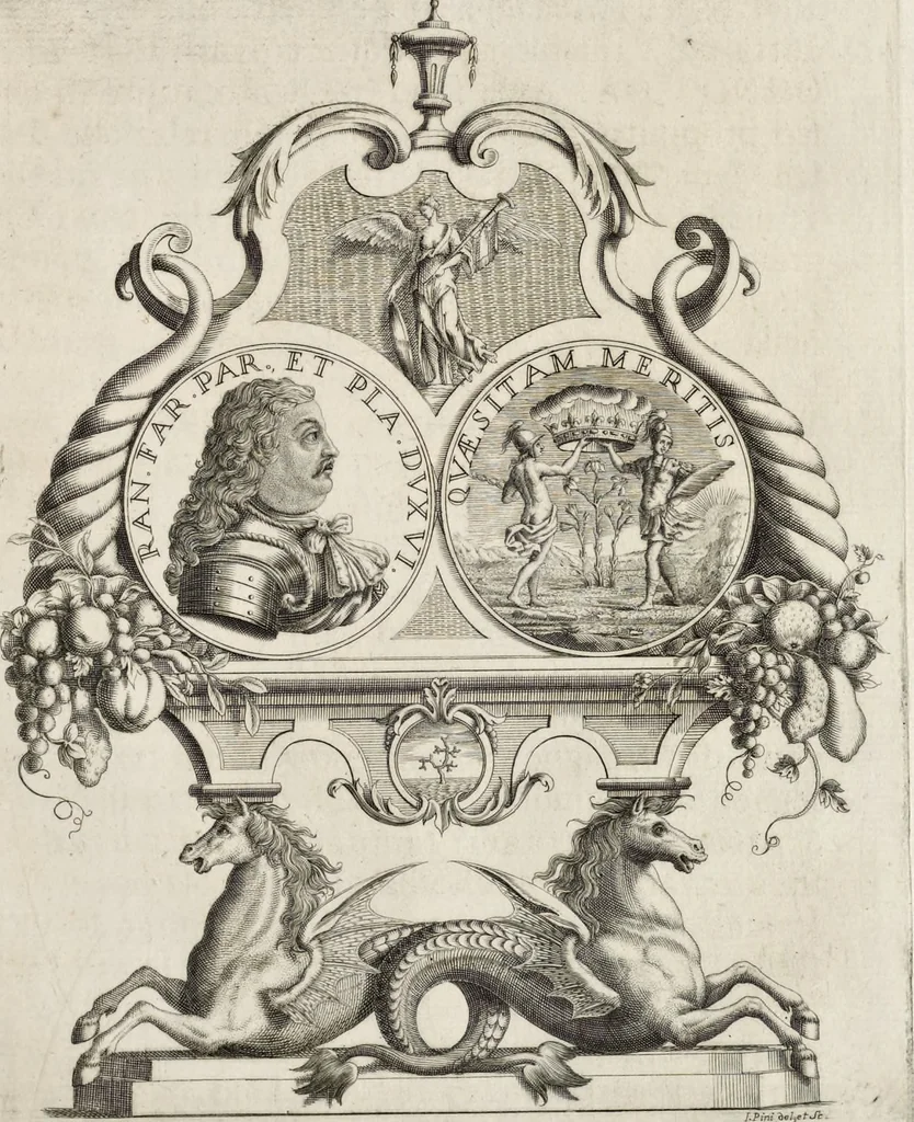An illustration from I cesari in oro : raccolti nel Farnese museo, e pubblicati colle loro congrue interpretazioni, 1694, leaf 282