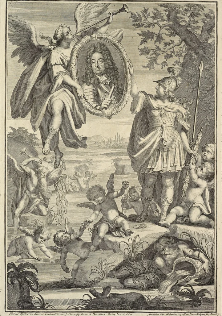 An illustration from I cesari in oro : raccolti nel Farnese museo, e pubblicati colle loro congrue interpretazioni, 1694, leaf 5