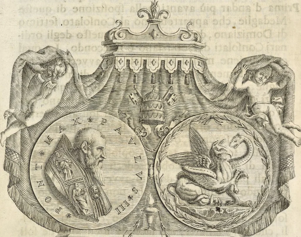 An illustration from I cesari in oro : raccolti nel Farnese museo, e pubblicati colle loro congrue interpretazioni, 1694, leaf 79