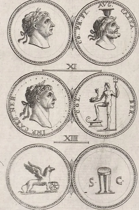 An illustration from I cesari in oro : raccolti nel Farnese museo, e pubblicati colle loro congrue interpretazioni, 1694, leaf 186