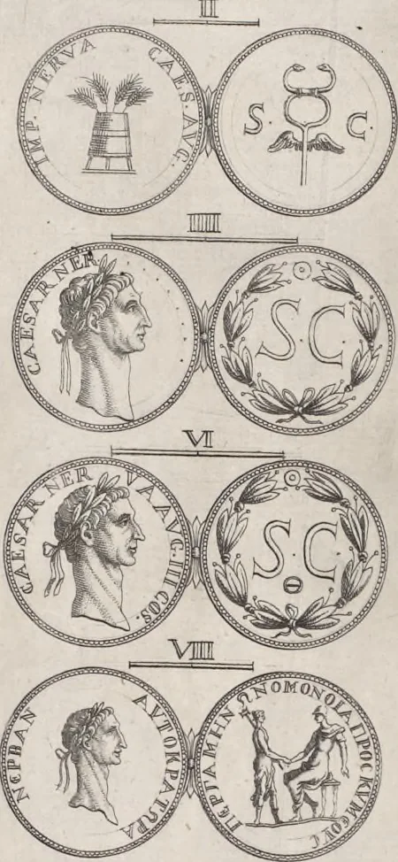 An illustration from I cesari in oro : raccolti nel Farnese museo, e pubblicati colle loro congrue interpretazioni, 1694, leaf 45