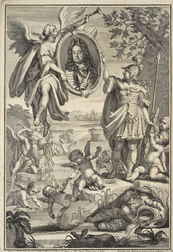 An illustration from I cesari in oro : raccolti nel Farnese museo, e pubblicati colle loro congrue interpretazioni, 1694, leaf 5