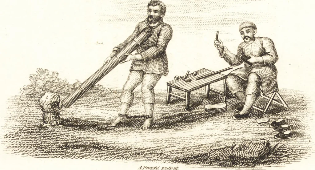 An illustration from China, its costume, arts, manufactures, &c. : edited principally from the originals in the cabinet of the late M. Bertin, with observations explanatory, historical, and literary, 1812, leaf 177