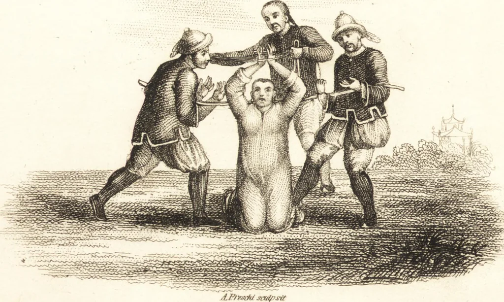 An illustration from China, its costume, arts, manufactures, &c. : edited principally from the originals in the cabinet of the late M. Bertin, with observations explanatory, historical, and literary, 1812, leaf 203