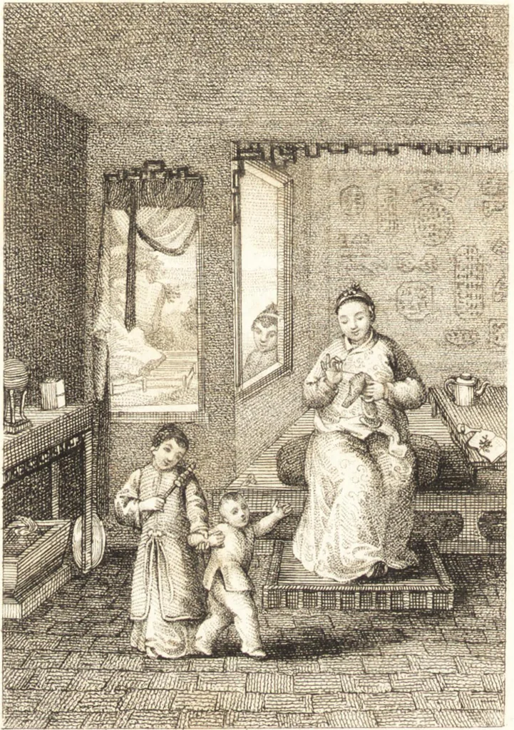 An illustration from China, its costume, arts, manufactures, &c. : edited principally from the originals in the cabinet of the late M. Bertin, with observations explanatory, historical, and literary, 1812, leaf 7