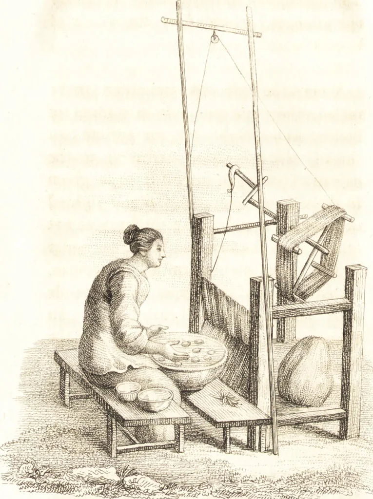 An illustration from China, its costume, arts, manufactures, &c. : edited principally from the originals in the cabinet of the late M. Bertin, with observations explanatory, historical, and literary, 1812, leaf 95