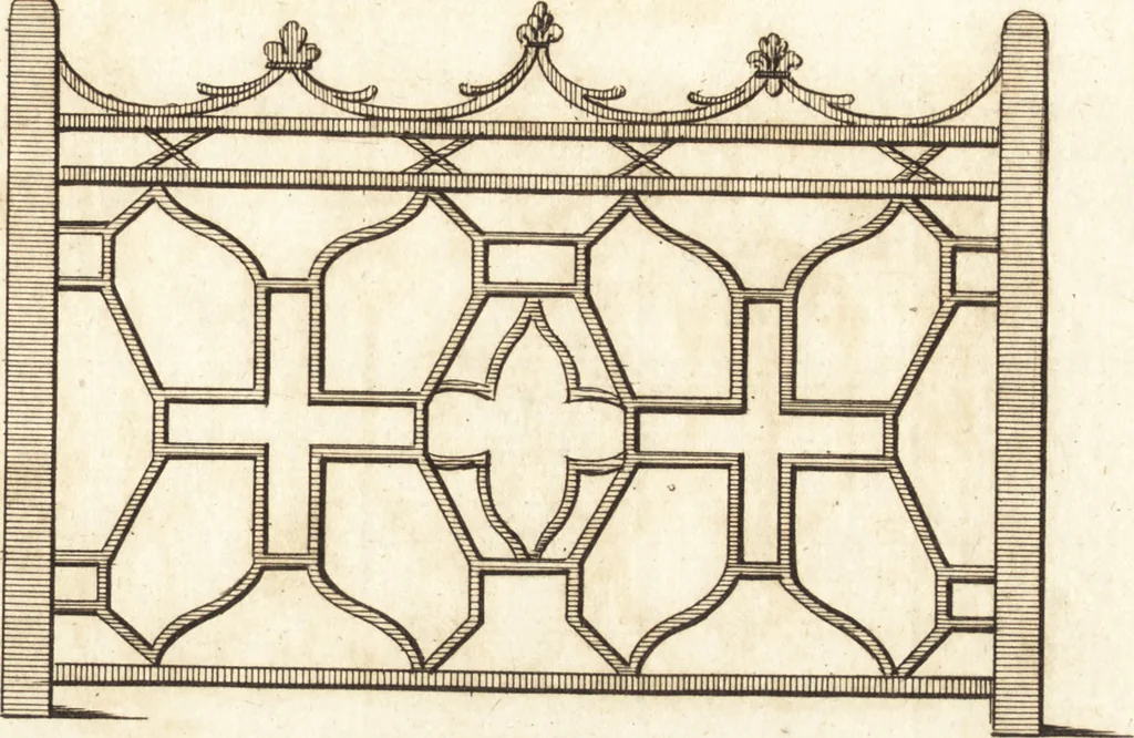 An illustration from Chinese architecture, civil and ornamental. Being a large collection of the most elegant and useful designs of plans and elevations, &c. from the imperial retreat to the smallest ornamental building in China. Likewise their marine subjects. The whole to adorn gardens, parks, forests, woods, canals, &c. .., 1759, leaf 114