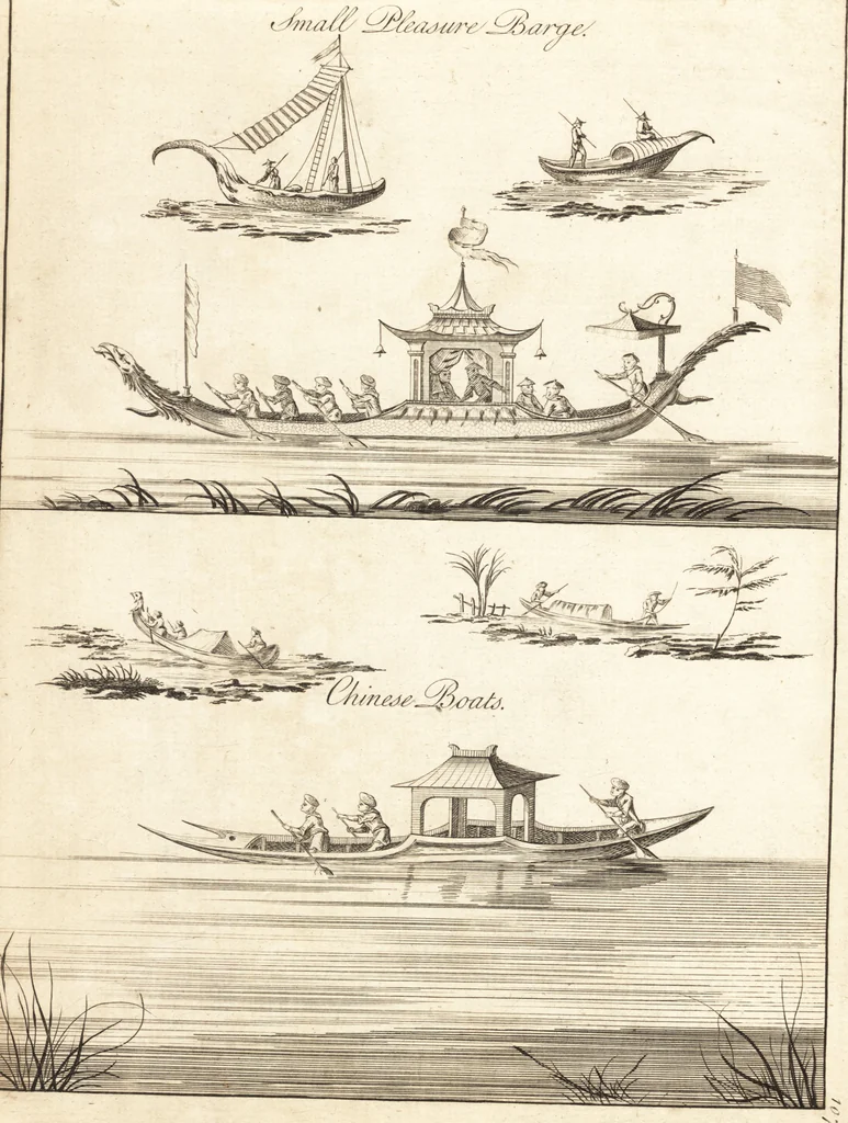 An illustration from Chinese architecture, civil and ornamental. Being a large collection of the most elegant and useful designs of plans and elevations, &c. from the imperial retreat to the smallest ornamental building in China. Likewise their marine subjects. The whole to adorn gardens, parks, forests, woods, canals, &c. .., 1759, leaf 42