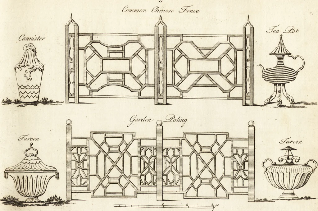 An illustration from Chinese architecture, civil and ornamental. Being a large collection of the most elegant and useful designs of plans and elevations, &c. from the imperial retreat to the smallest ornamental building in China. Likewise their marine subjects. The whole to adorn gardens, parks, forests, woods, canals, &c. .., 1759, leaf 68