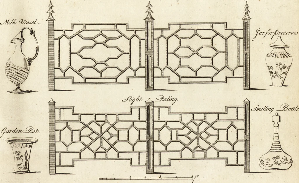 An illustration from Chinese architecture, civil and ornamental. Being a large collection of the most elegant and useful designs of plans and elevations, &c. from the imperial retreat to the smallest ornamental building in China. Likewise their marine subjects. The whole to adorn gardens, parks, forests, woods, canals, &c. .., 1759, leaf 70