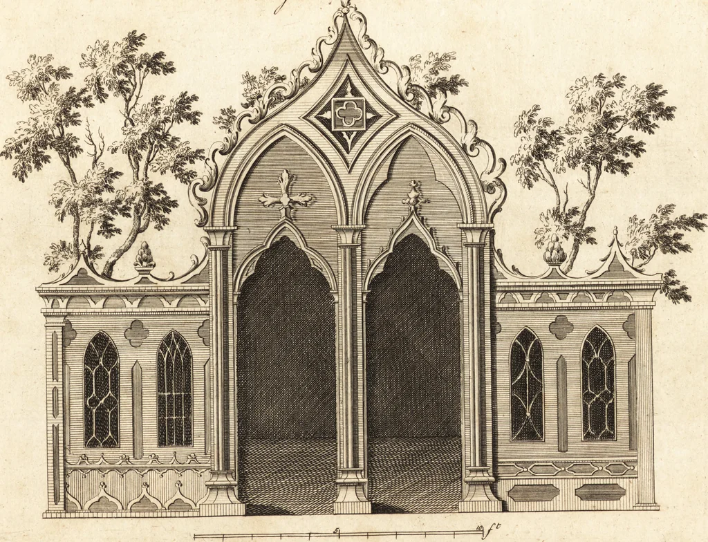 An illustration from Chinese architecture, civil and ornamental. Being a large collection of the most elegant and useful designs of plans and elevations, &c. from the imperial retreat to the smallest ornamental building in China. Likewise their marine subjects. The whole to adorn gardens, parks, forests, woods, canals, &c. .., 1759, leaf 88