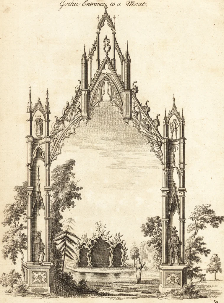 An illustration from Chinese architecture, civil and ornamental. Being a large collection of the most elegant and useful designs of plans and elevations, &c. from the imperial retreat to the smallest ornamental building in China. Likewise their marine subjects. The whole to adorn gardens, parks, forests, woods, canals, &c. .., 1759, leaf 90