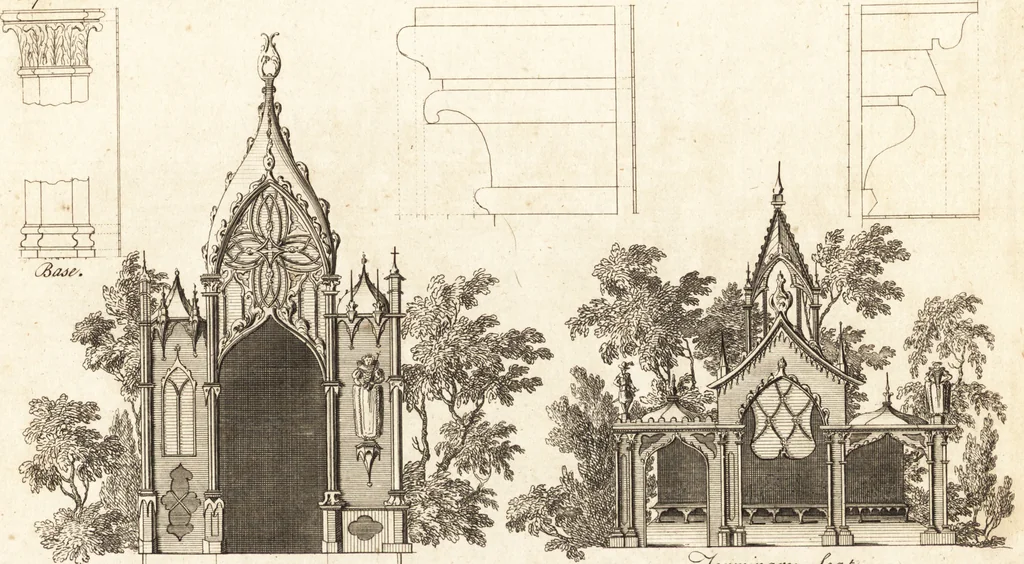 An illustration from Chinese architecture, civil and ornamental. Being a large collection of the most elegant and useful designs of plans and elevations, &c. from the imperial retreat to the smallest ornamental building in China. Likewise their marine subjects. The whole to adorn gardens, parks, forests, woods, canals, &c. .., 1759, leaf 94