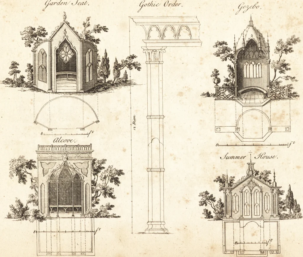An illustration from Chinese architecture, civil and ornamental. Being a large collection of the most elegant and useful designs of plans and elevations, &c. from the imperial retreat to the smallest ornamental building in China. Likewise their marine subjects. The whole to adorn gardens, parks, forests, woods, canals, &c. .., 1759, leaf 96