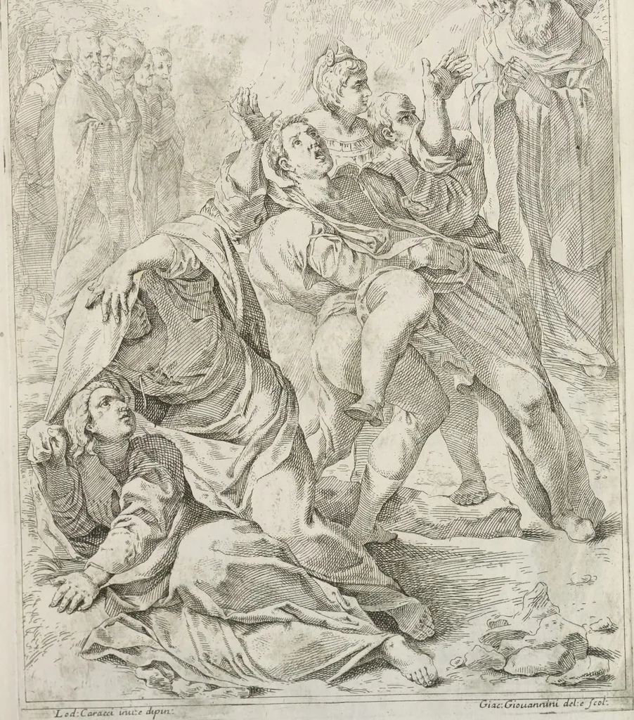 An illustration from Il claustro di S. Michele in Bosco di Bologna : dipinto dal famoso Lodovico Carracci, e da altri eccellenti maestri uscita dalla sua scola, 1694, leaf 28