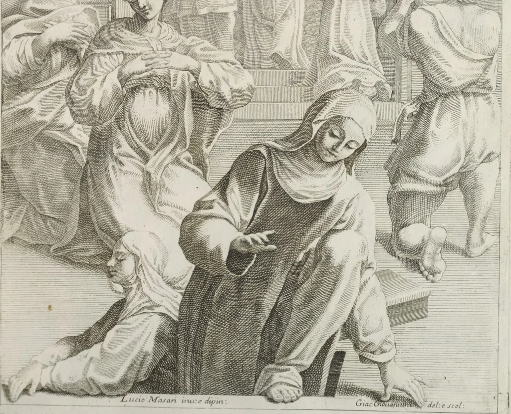 An illustration from Il claustro di S. Michele in Bosco di Bologna : dipinto dal famoso Lodovico Carracci, e da altri eccellenti maestri uscita dalla sua scola, 1694, leaf 58