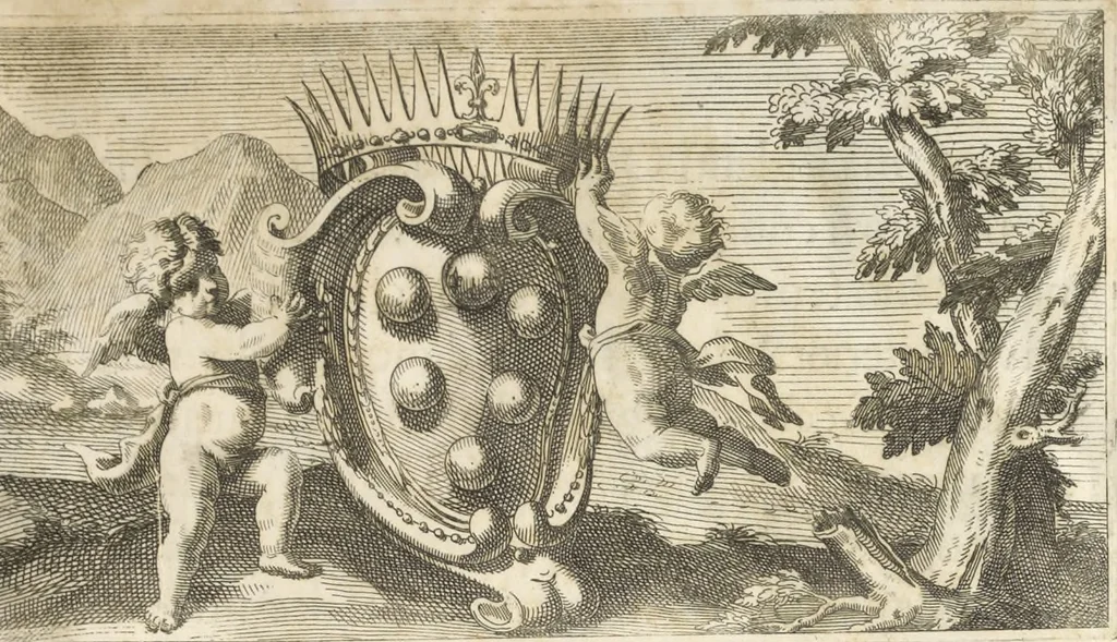 An illustration from Il claustro di S. Michele in Bosco di Bologna : dipinto dal famoso Lodovico Carracci, e da altri eccellenti maestri uscita dalla sua scola, 1694, leaf 8