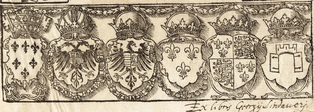 An illustration from Concilia omnia, tam generalia quam particularia : ab apostolorum temporibus in hunc vsque diem a sanctissimis patribus celebrata, & quorum acta literis mandata, ex vetustissimis diuersa[rum] regionu[m] bibliothecis haberi potuere, his duobus tomis continentur : tomvs primvs ea recenset concilia, quae a beato Petro apostolo vsq[ue] ad Iohanne[m] huius nominis papam secundu[m] seruata inuenimus : quo[rum] ordinem & nomina si quis accuratius desideret, versa pagina indicabit, 1538, leaf 4