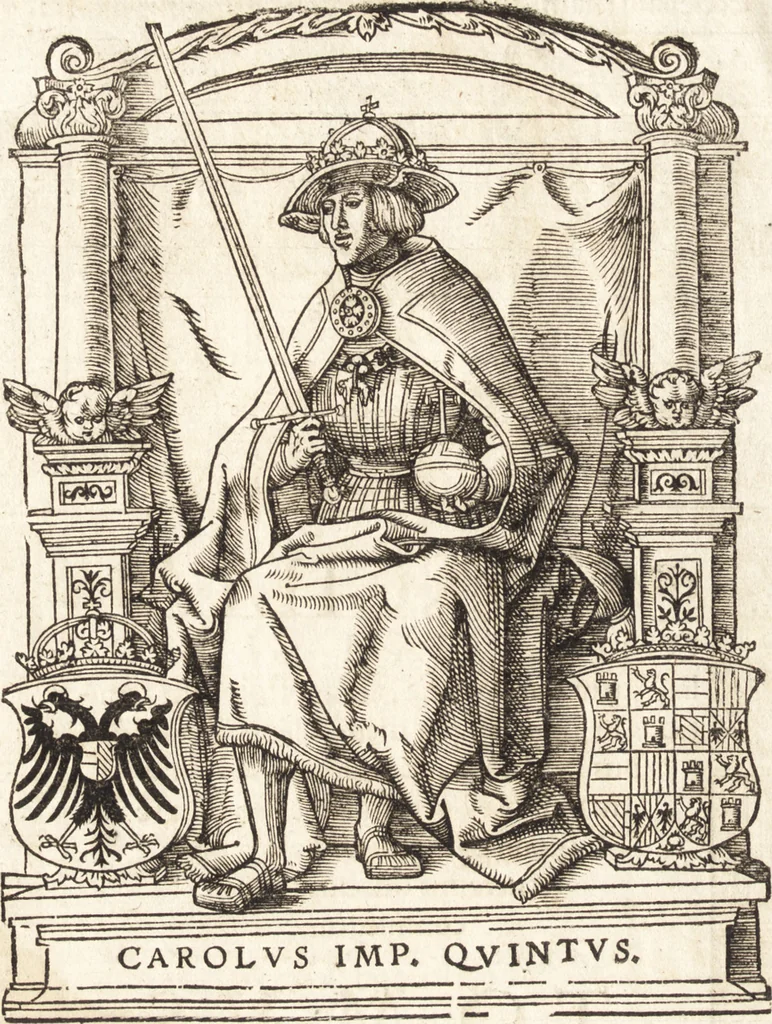 An illustration from Concilia omnia, tam generalia quam particularia : ab apostolorum temporibus in hunc vsque diem a sanctissimis patribus celebrata, & quorum acta literis mandata, ex vetustissimis diuersa[rum] regionu[m] bibliothecis haberi potuere, his duobus tomis continentur : tomvs primvs ea recenset concilia, quae a beato Petro apostolo vsq[ue] ad Iohanne[m] huius nominis papam secundu[m] seruata inuenimus : quo[rum] ordinem & nomina si quis accuratius desideret, versa pagina indicabit, 1538, leaf 5