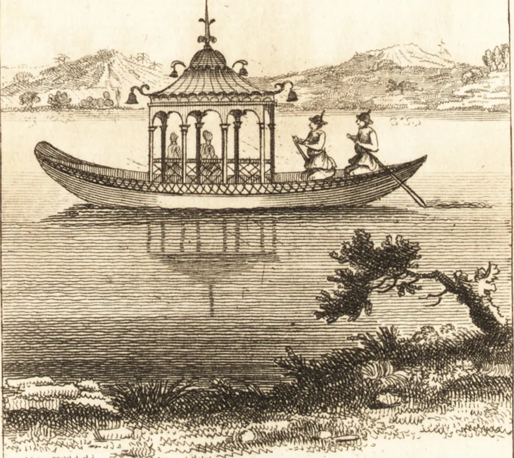 An illustration from The country gentleman's pocket companion, and builder's assistant, for rural decorative architecture : containing, thirty-two new designs, plans and elevations of alcoves, floats, temples, summer-houses, lodges, huts, grotto's, &c. in the Augustine, Gothick and Chinese taste, with proper directions annexed : also the exact estimate of their several amounts, which are from twenty-five to one hundred pounds, and most of them portable : correctly engraved on twenty-five copper plates, 1753, leaf 64