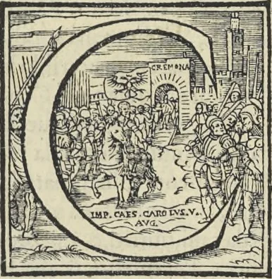 An illustration from Cremona fedelissima citta et nobilissima colonia de Romani : rappresentata in disegno col svo contado et illvstrata d'vna breve historia delle cose piv notabili appartenenti ad essa et de i ritratti natvrali de dvchi et dvchesse di Milano e compendio delle lor vite, 1585, leaf 186