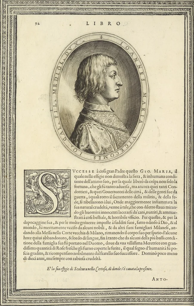 An illustration from Cremona fedelissima citta et nobilissima colonia de Romani : rappresentata in disegno col svo contado et illvstrata d'vna breve historia delle cose piv notabili appartenenti ad essa et de i ritratti natvrali de dvchi et dvchesse di Milano e compendio delle lor vite, 1585, leaf 187