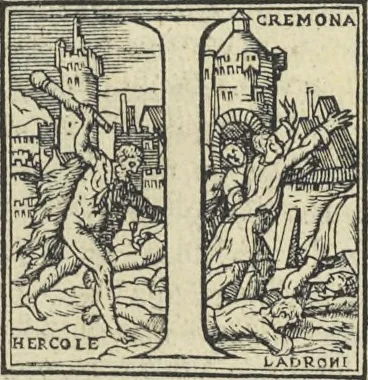 An illustration from Cremona fedelissima citta et nobilissima colonia de Romani : rappresentata in disegno col svo contado et illvstrata d'vna breve historia delle cose piv notabili appartenenti ad essa et de i ritratti natvrali de dvchi et dvchesse di Milano e compendio delle lor vite, 1585, leaf 196
