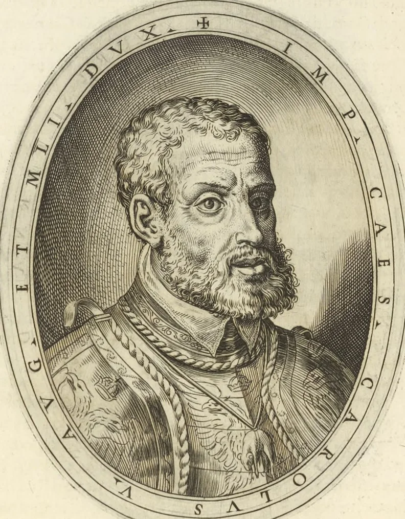 An illustration from Cremona fedelissima citta et nobilissima colonia de Romani : rappresentata in disegno col svo contado et illvstrata d'vna breve historia delle cose piv notabili appartenenti ad essa et de i ritratti natvrali de dvchi et dvchesse di Milano e compendio delle lor vite, 1585, leaf 203