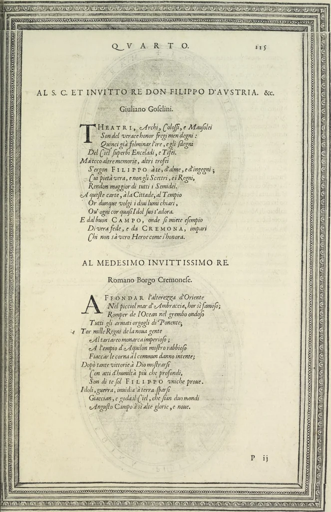 An illustration from Cremona fedelissima citta et nobilissima colonia de Romani : rappresentata in disegno col svo contado et illvstrata d'vna breve historia delle cose piv notabili appartenenti ad essa et de i ritratti natvrali de dvchi et dvchesse di Milano e compendio delle lor vite, 1585, leaf 210