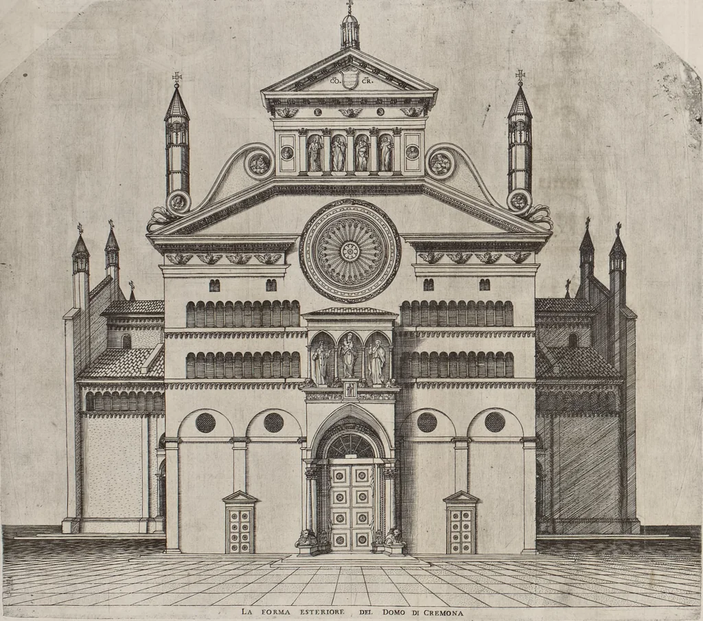 An illustration from Cremona fedelissima citta et nobilissima colonia de Romani : rappresentata in disegno col svo contado et illvstrata d'vna breve historia delle cose piv notabili appartenenti ad essa et de i ritratti natvrali de dvchi et dvchesse di Milano e compendio delle lor vite, 1585, leaf 216