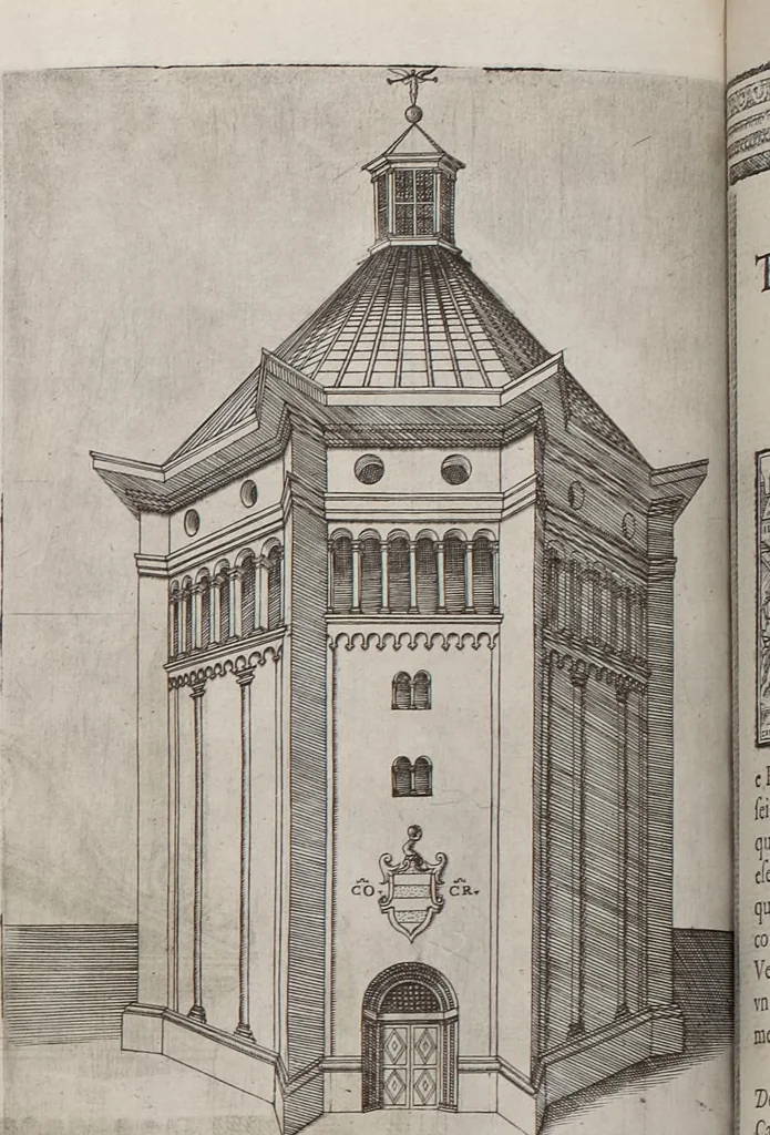 An illustration from Cremona fedelissima citta et nobilissima colonia de Romani : rappresentata in disegno col svo contado et illvstrata d'vna breve historia delle cose piv notabili appartenenti ad essa et de i ritratti natvrali de dvchi et dvchesse di Milano e compendio delle lor vite, 1585, leaf 217
