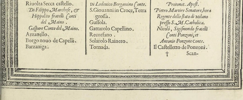An illustration from Cremona fedelissima citta et nobilissima colonia de Romani : rappresentata in disegno col svo contado et illvstrata d'vna breve historia delle cose piv notabili appartenenti ad essa et de i ritratti natvrali de dvchi et dvchesse di Milano e compendio delle lor vite, 1585, leaf 218