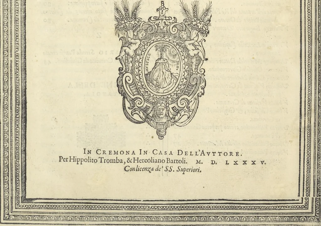 An illustration from Cremona fedelissima citta et nobilissima colonia de Romani : rappresentata in disegno col svo contado et illvstrata d'vna breve historia delle cose piv notabili appartenenti ad essa et de i ritratti natvrali de dvchi et dvchesse di Milano e compendio delle lor vite, 1585, leaf 249